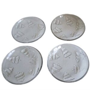 ARCOROC Christmas Trees PLATES 7.5" diameter Set of 4 Clear Glass Embossed